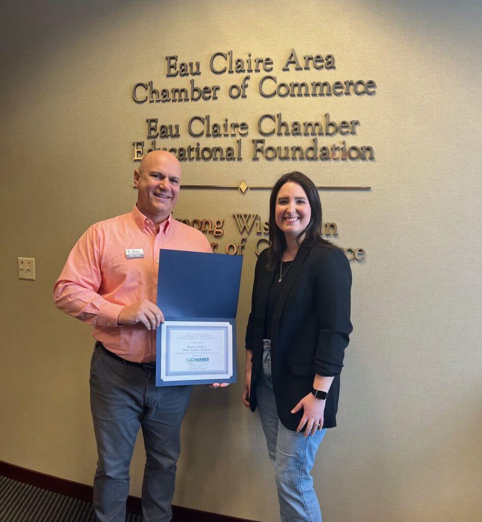 Ambassador of the Quarter Brett Geboy, Hope Gospel Mission Eau Claire Area Chamber of Commerce